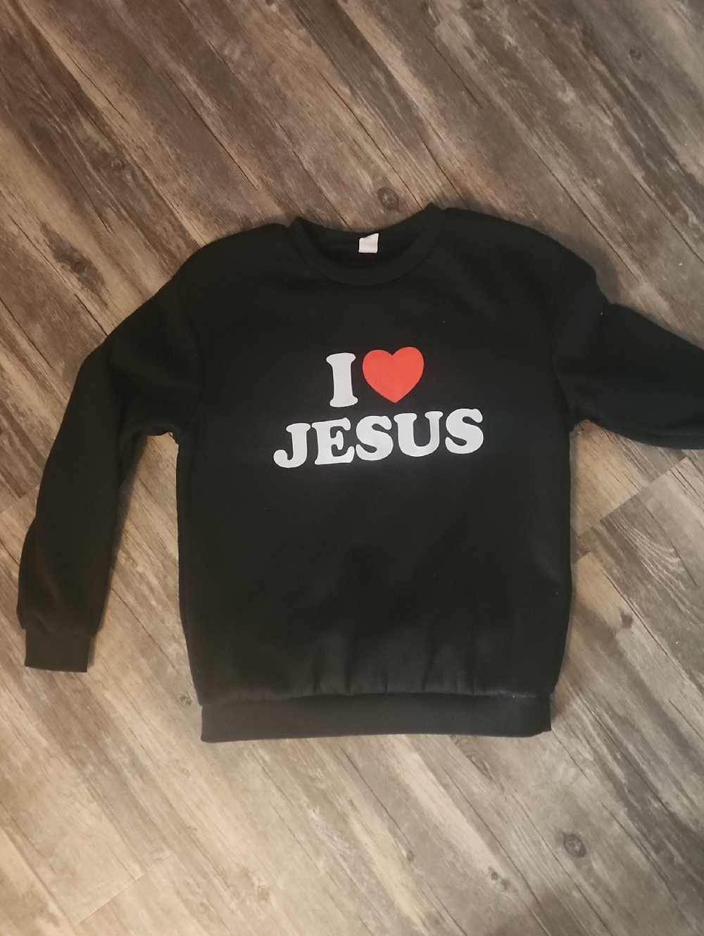 I Heart Jesus Black Graphic Crewneck Sweatshirt